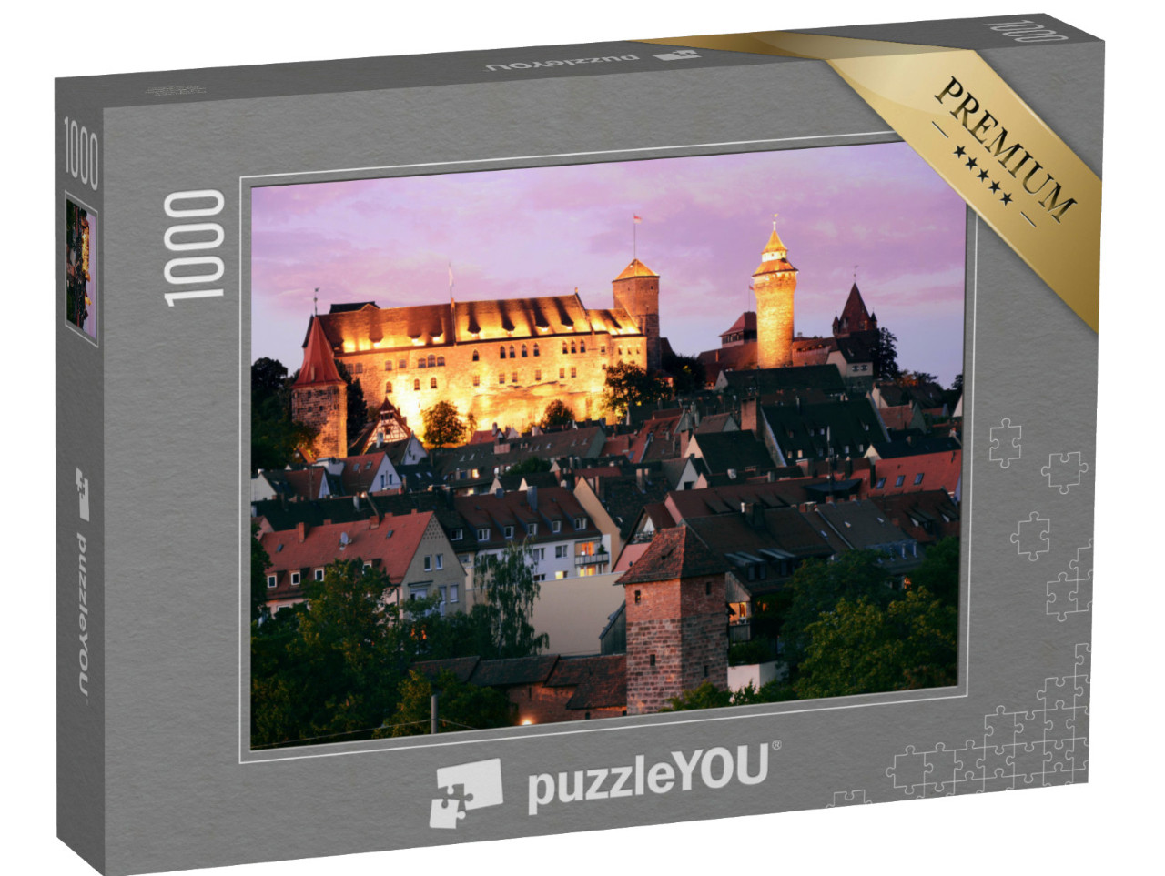 Puzzle 1000 Teile „Kaiserburg und Altstadt von Nürnberg bei Nacht“