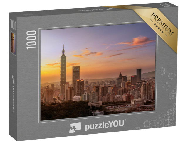 Puzzle 1000 Teile „Wunderschöner Sonnenuntergang in Taipeh“