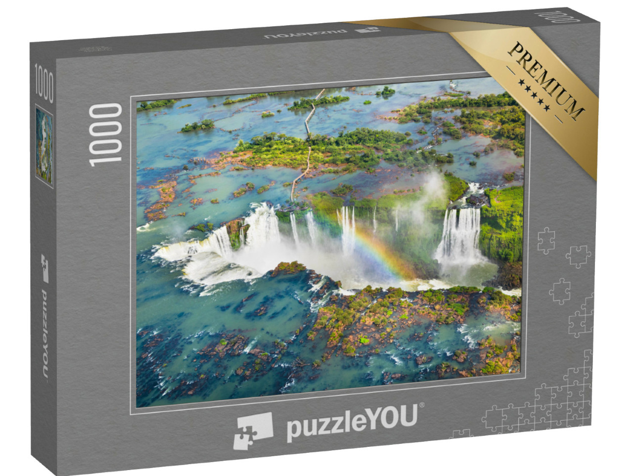 Puzzle 1000 Teile „Naturwunder: Iguazu-Wasserfälle aus dem Hubschrauber, Brasilien“