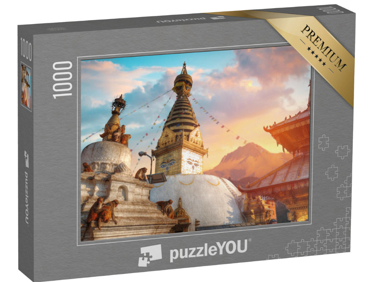 Puzzle 1000 Teile „Affentempel Swayambhunath, Kathmandu, Nepal“