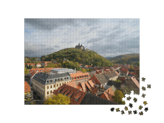 Puzzle 1000 Teile „Wernigerode mit seinem mittelalterlichen Schloss über der Stadt“