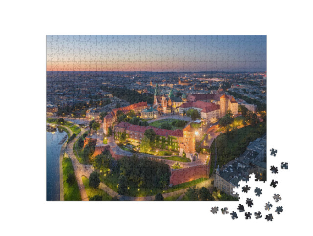 Puzzle 1000 Teile „Königsschloss Wawel bei Sonnenuntergang, Krakau, Polen“