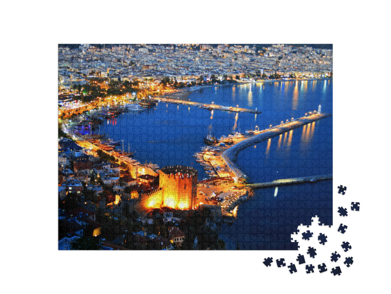 Puzzle 1000 Teile „Alanya, Türkische Riviera bei Nacht“