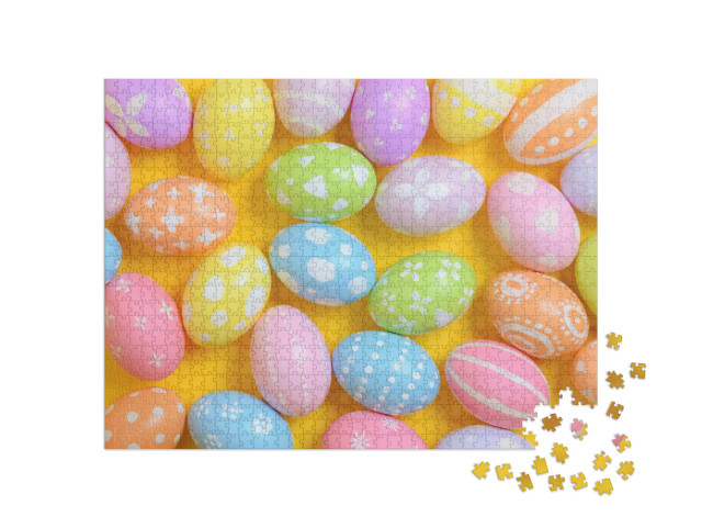 Puzzle 1000 Teile „Frohe Ostern: Viele bunt verzierte Ostereier“