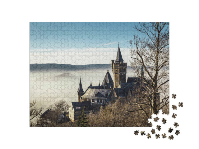 Puzzle 1000 Teile „Schloss Wernigerode im Nebel“