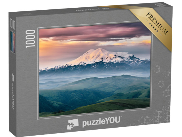 Puzzle 1000 Teile „Berg Elbrus im Sonnenaufgang, Nord-Kaukasus, Russland“