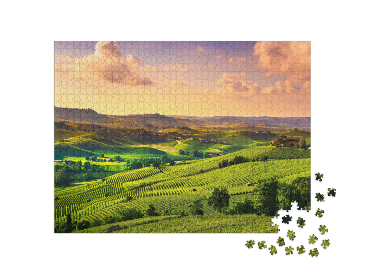 Puzzle 1000 Teile „Weinberge im Piemont, Italien“