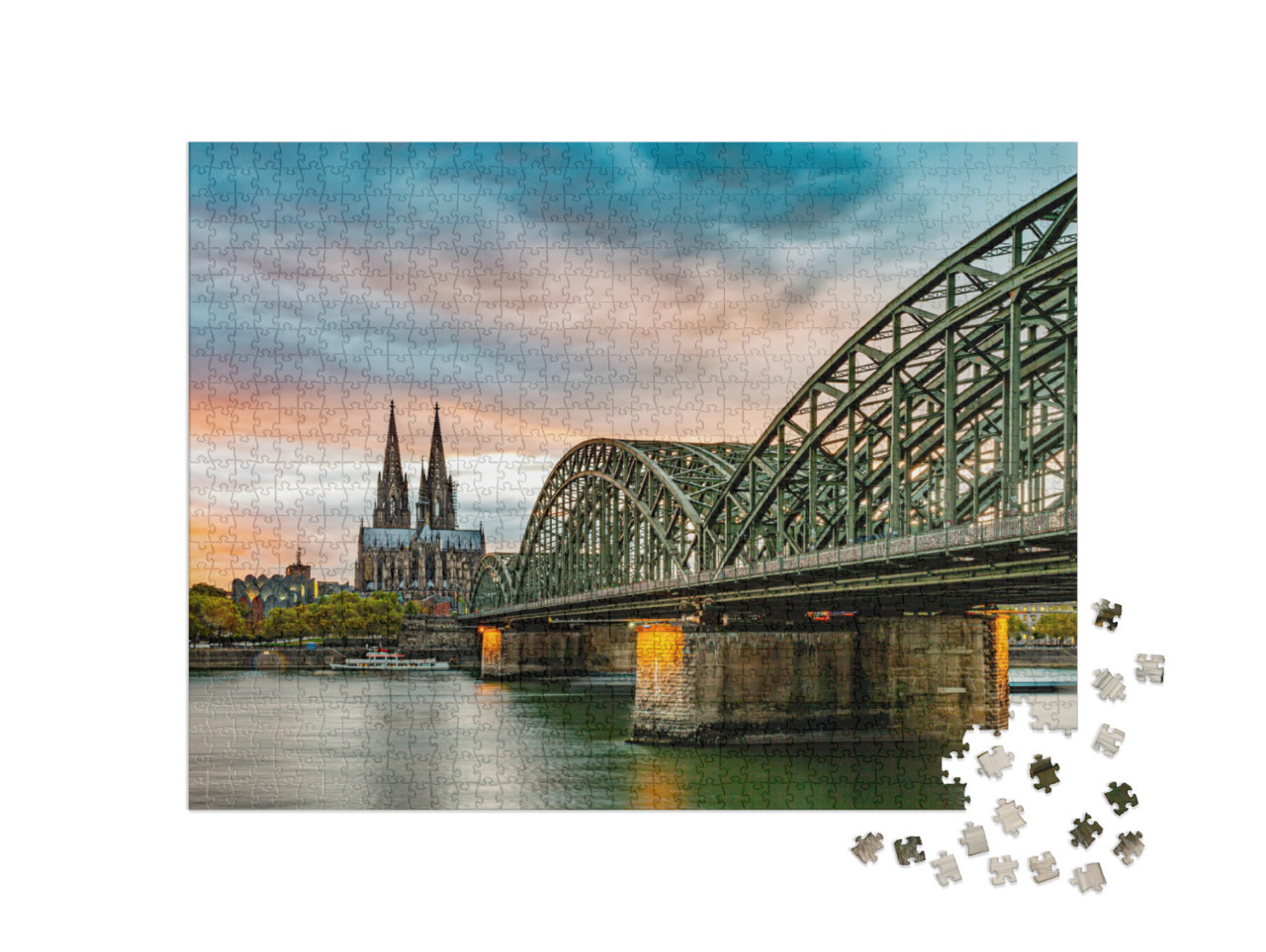 Puzzle 1000 Teile „Berühmte Hohenzollernbrücke und Kölner Dom, Deutschland“
