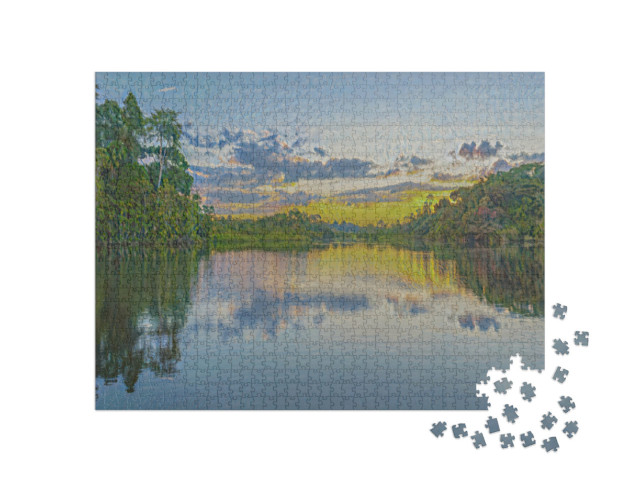 Puzzle 1000 Teile „im Kunst-Stil von Claude Monet - Sonnenuntergang am Amazonas - Puzzle-Kollektion Künstler & Gemälde“