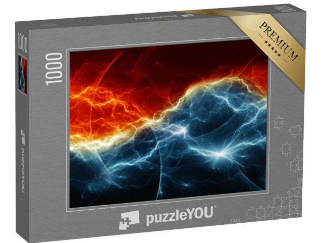 Puzzle 1000 Teile „Feuer und Eis abstrakte fraktale Blitze“