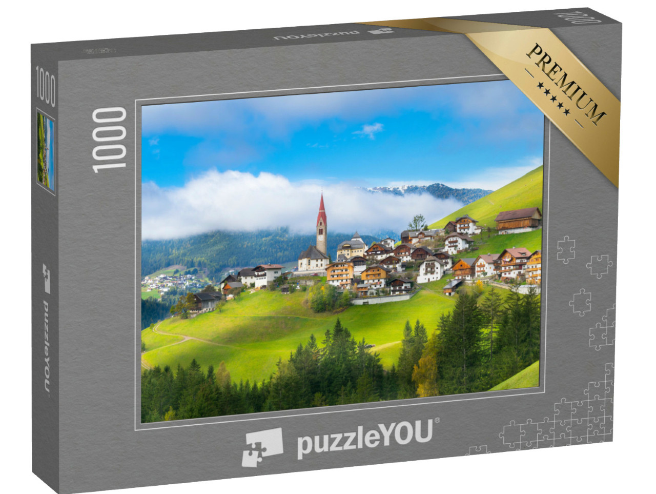 Puzzle 1000 Teile „Schöne Aussicht auf Pieve di Marebbe, Bozen, Italien“