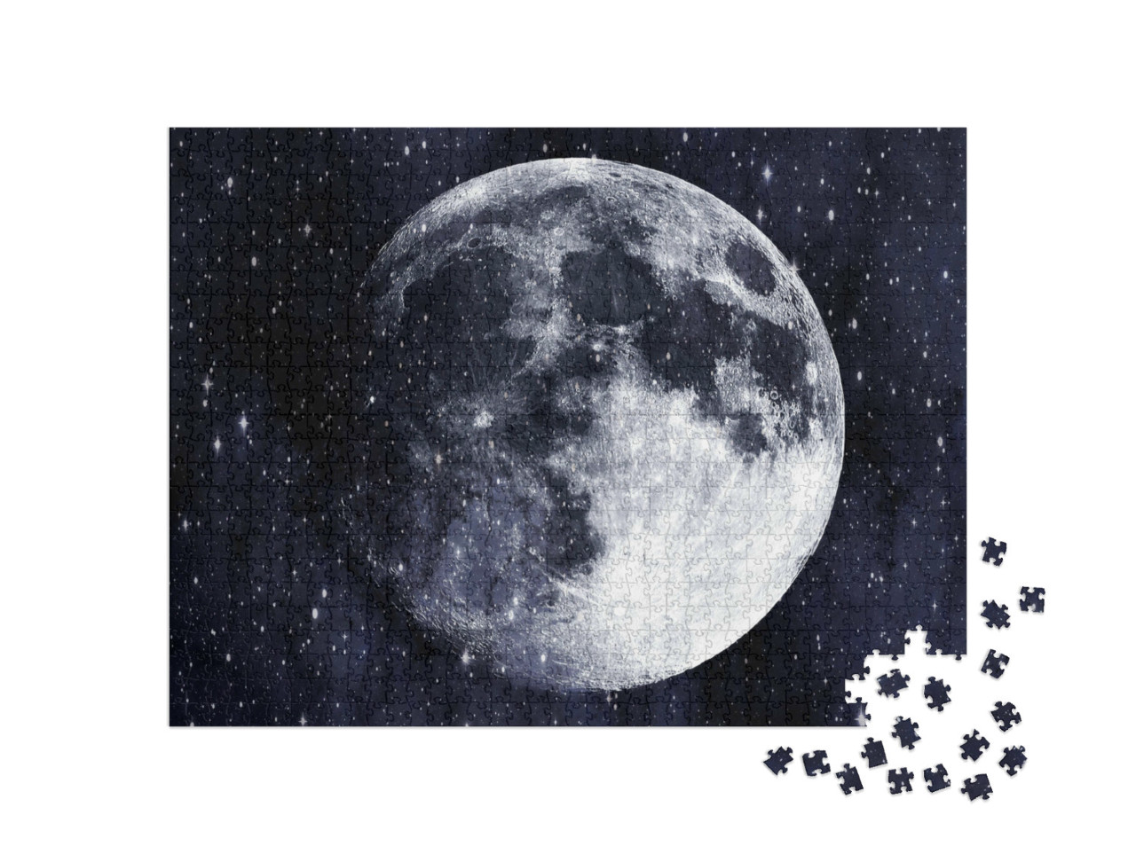 Puzzle 1000 Teile „Supermond in der Galaxie, Sterne“