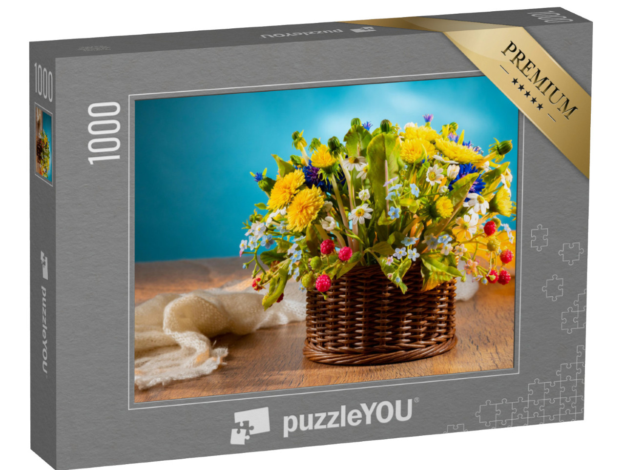 Puzzle 1000 Teile „Korb mit Wildblumen “