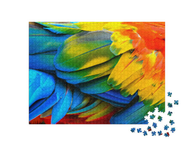 Puzzle 1000 Teile „Nahaufnahme des Gefieders eines Scharlacharas“