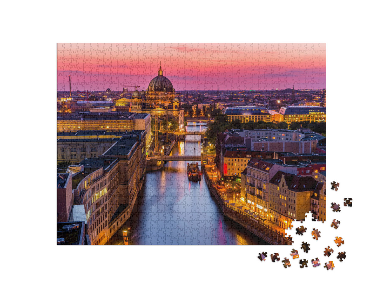 Puzzle 1000 Teile „Berlin unter rotglühendem Abendhimmel“
