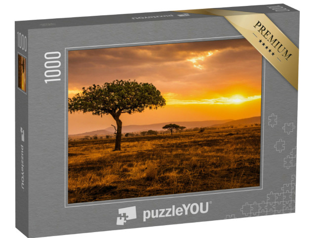 Puzzle 1000 Teile „Goldener Sonnenuntergang in der Serengeti, Kenia“