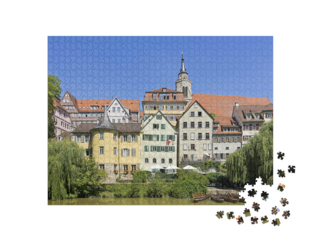 Puzzle 1000 Teile „Historische Häuserfront am Neckar, Tübingen, Deutschland“