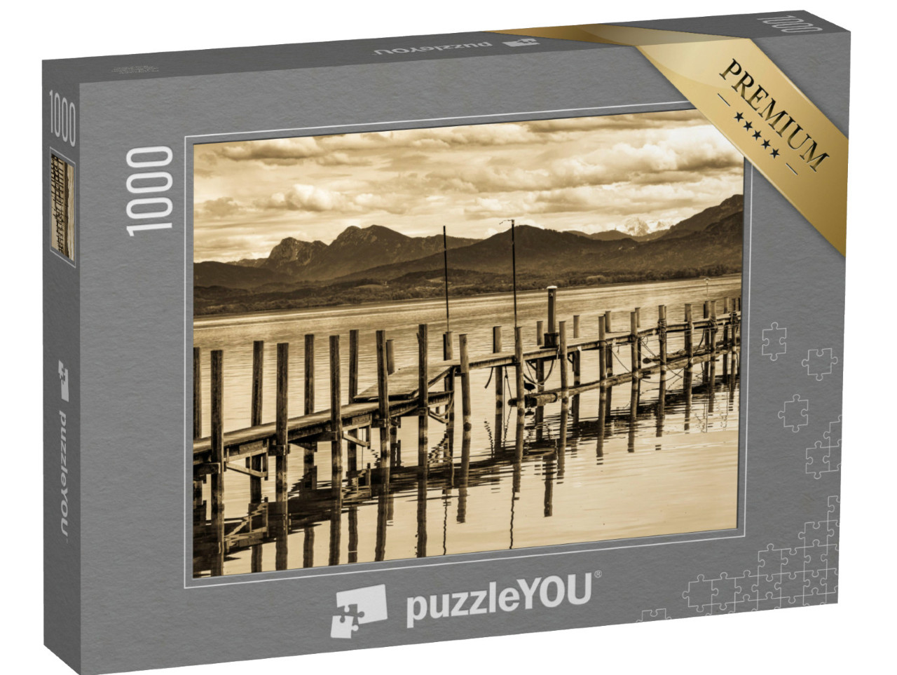 Puzzle 1000 Teile „Retrospektive des Holzstegs bei Gstadt am Chiemsee“
