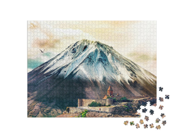 Puzzle 1000 Teile „Antikes Kloster Khor Virap und Berg Lesser Ararat, Armenien“