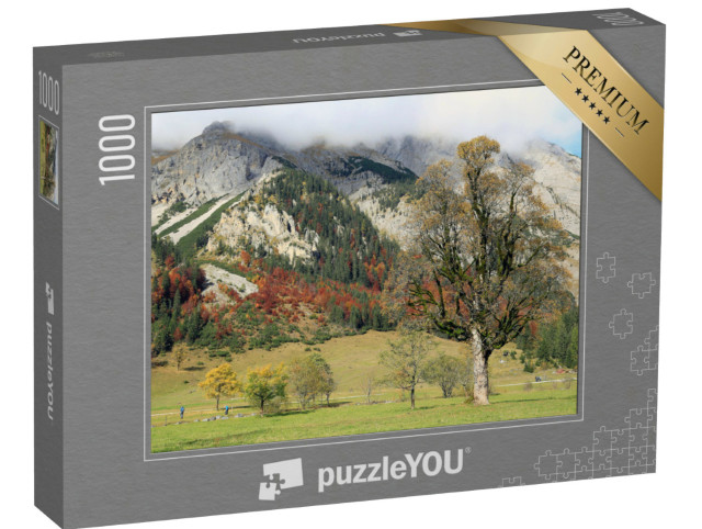 Puzzle 1000 Teile „Herbstliches Karwendelgebirge beim Naturdenkmal Großer Ahornboden, Österreich“