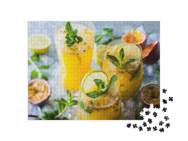 Puzzle 1000 Teile „Frischer Saft der Passionsfrucht mit Limette und Minze“