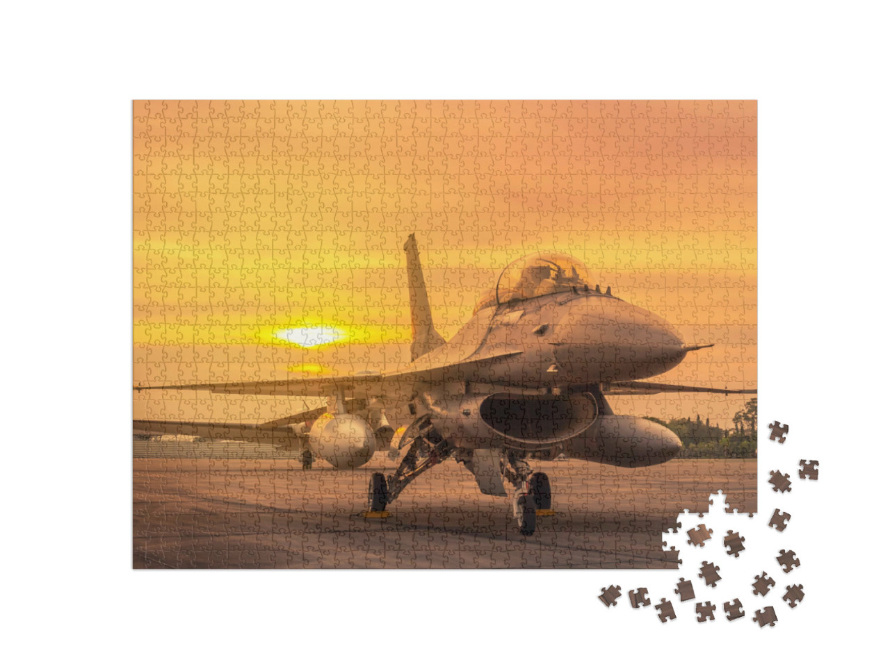 Puzzle 1000 Teile „Militärflugzeug auf der Start-und Landebahn“