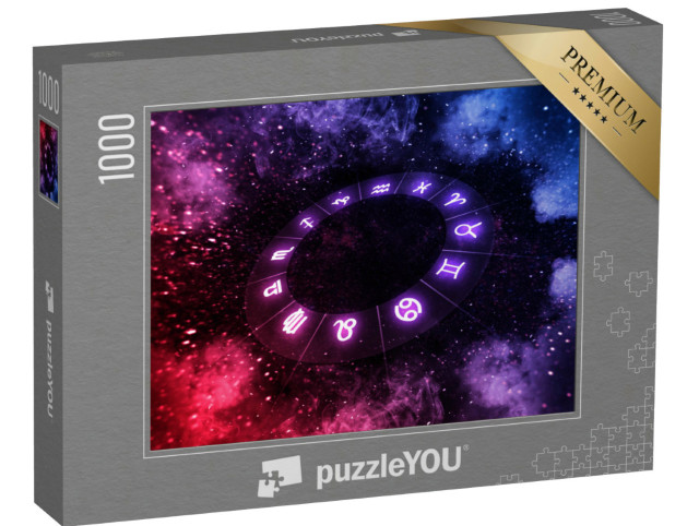 Puzzle 1000 Teile „Tierkreiszeichen innerhalb des Horoskopkreises auf dem Universum“