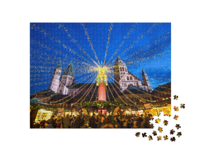 Puzzle 1000 Teile „Der Weihnachtsmarkt in Mainz, Deutschland“