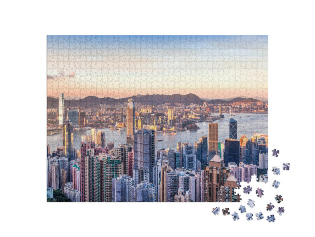 Puzzle 1000 Teile „Victoria Harbor mit Blick auf den Victoria Peak, Hongkong“