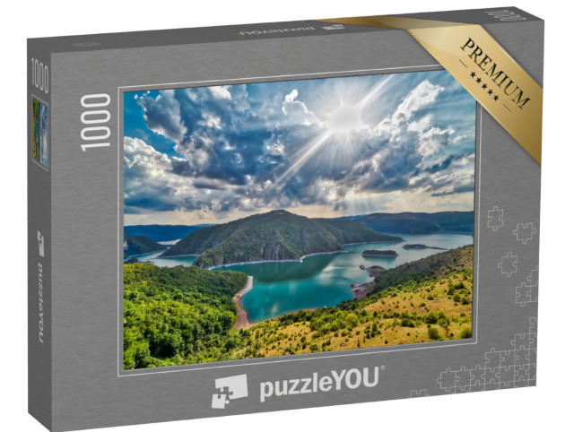 Puzzle 1000 Teile „Aussichtspunkt auf den See Uvac, Zlatar, Serbien“
