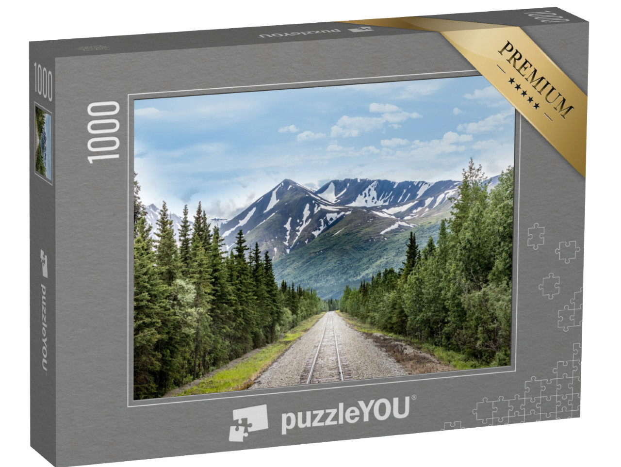 Puzzle 1000 Teile „Eisenbahnstrecke im Denali National Park, Alaska“