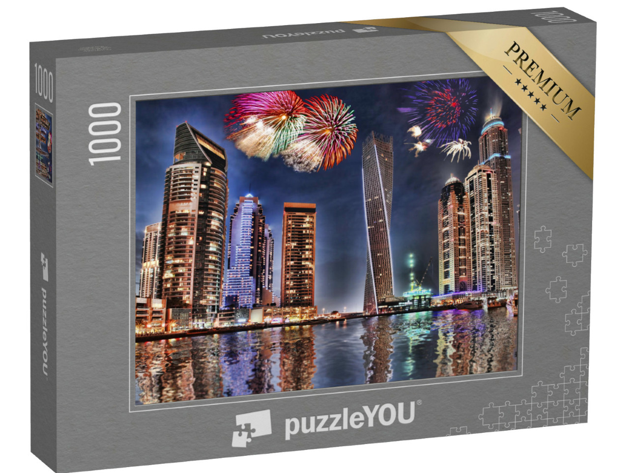 Puzzle 1000 Teile „Neujahrsfeuerwerk in Dubai Marina“