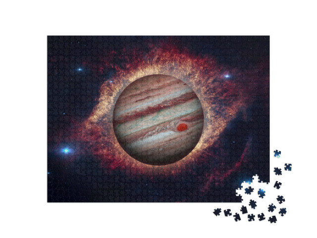 Puzzle 1000 Teile „Jupiter, der fünfte Planet von der Sonne und der größte im Sonnensystem“