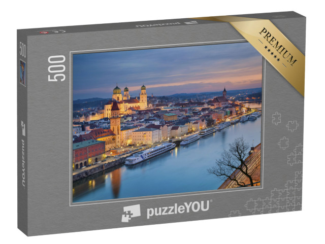 Puzzle 500 Teile „Passau an der Donau in der Dämmerung“