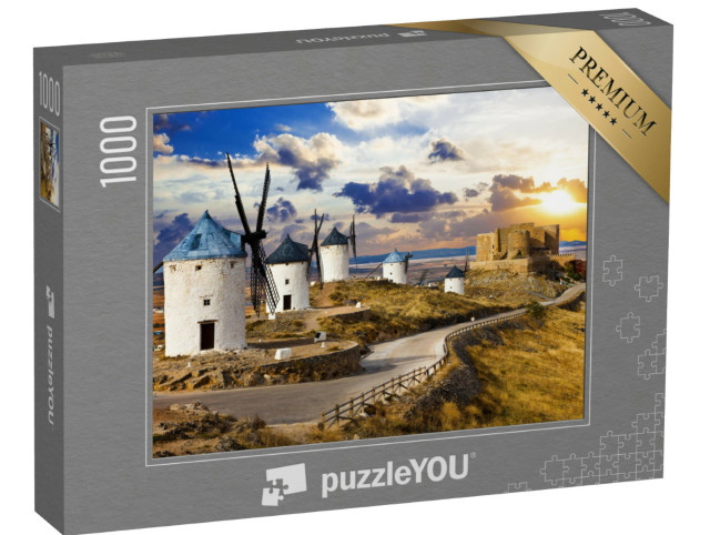 Puzzle 1000 Teile „Windmühlen des Don Quijote, Cosuegra, Spanien“