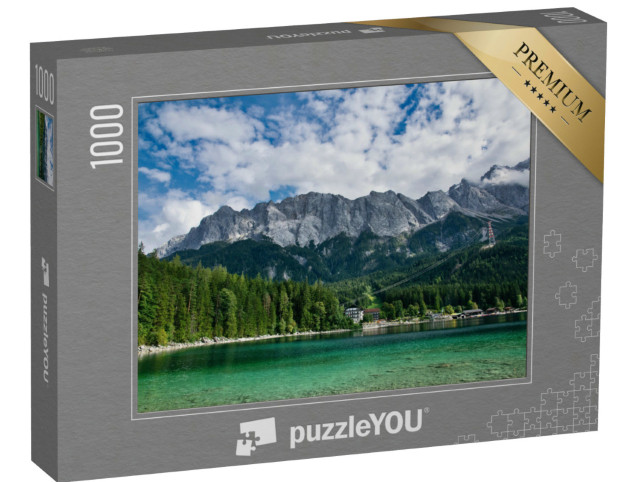 Puzzle 1000 Teile „Eibsee vor der Zugspitze in Bayern, Deutschland“