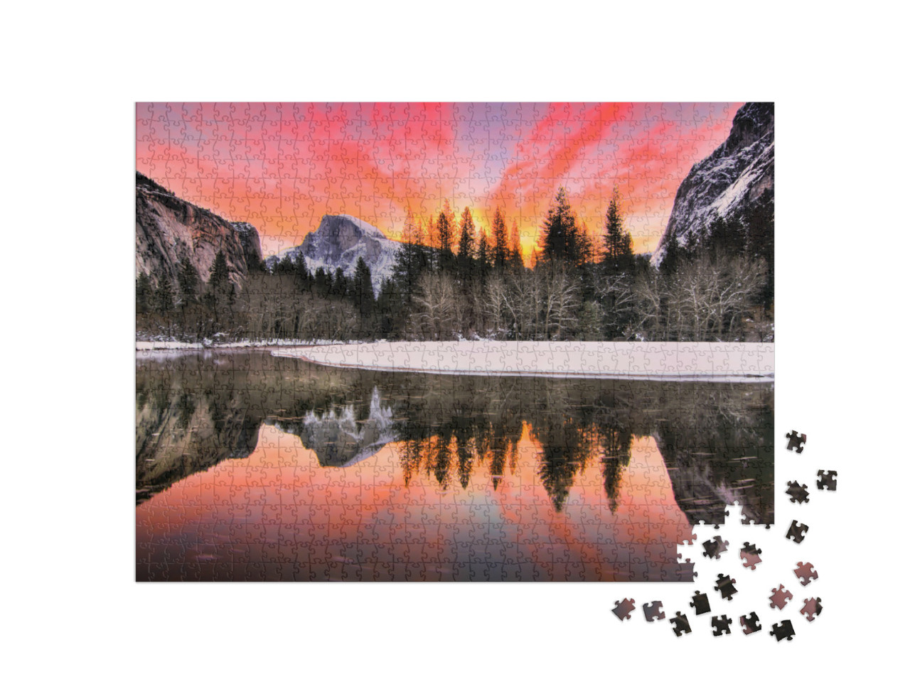 Puzzle 1000 Teile „Spektakulärer Sonnenaufgang im Winter,  Yosemite National Park, Kalifornien, USA“