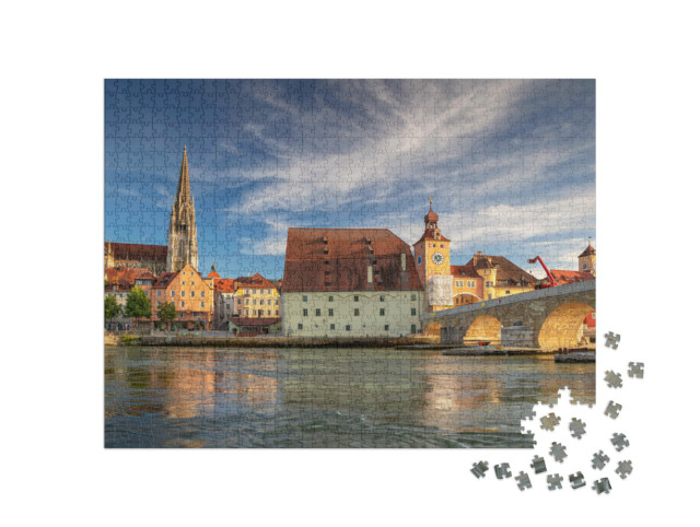 Puzzle 1000 Teile „Panorama-Stadtbild von Regensburg, Deutschland“