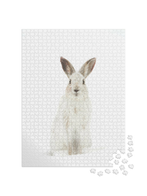 Puzzle 1000 Teile „Weißer Schneehase in seinem natürlichen Lebensraum“