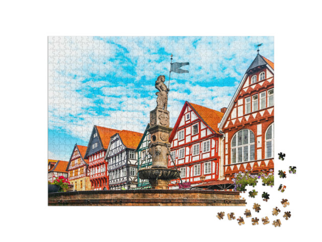 Puzzle 1000 Teile „Rolandbrunnen auf dem Marktplatz von Fritzlar, Hessen“