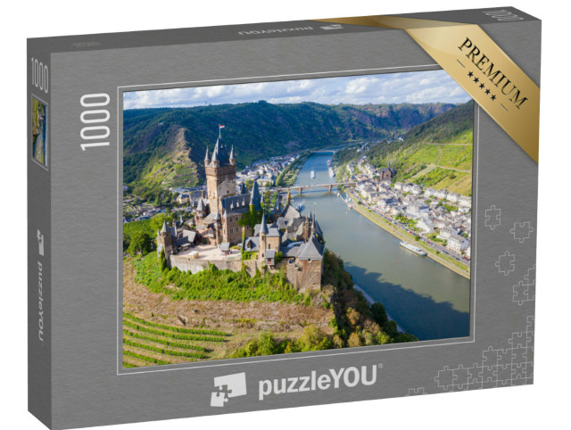 Puzzle 1000 Teile „Reichsburg Cochem schützt die historische Stadt: Neugotik in Rheinland-Pfalz“
