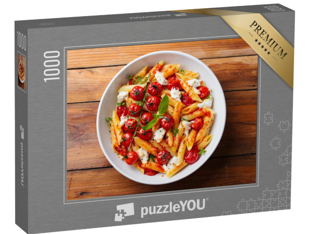 Puzzle 1000 Teile „Penne mit gebratenen Tomaten und Mozzarella“