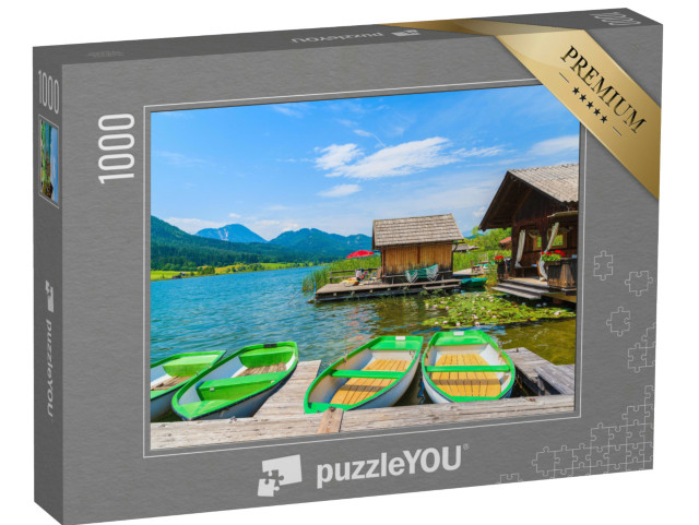 Puzzle 1000 Teile „Fischerboote und Holzhäuser am Ufer“