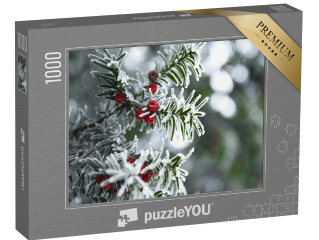 Puzzle 1000 Teile „Winteraufnahme: Schneebedeckte Eibe“
