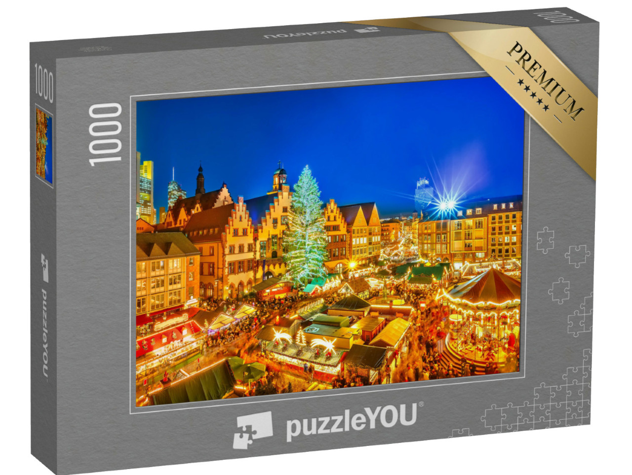 Puzzle 1000 Teile „Traditioneller Weihnachtsmarkt in der Altstadt von Frankfurt, Deutschland“