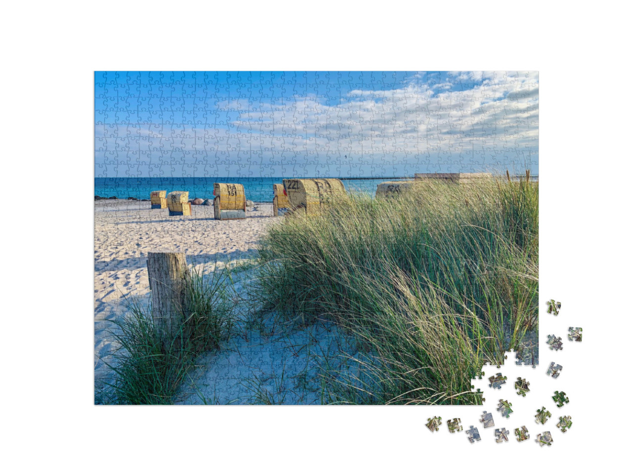 Puzzle 1000 Teile „Strandkörbe auf der Insel Fehmarn an der Ostsee“