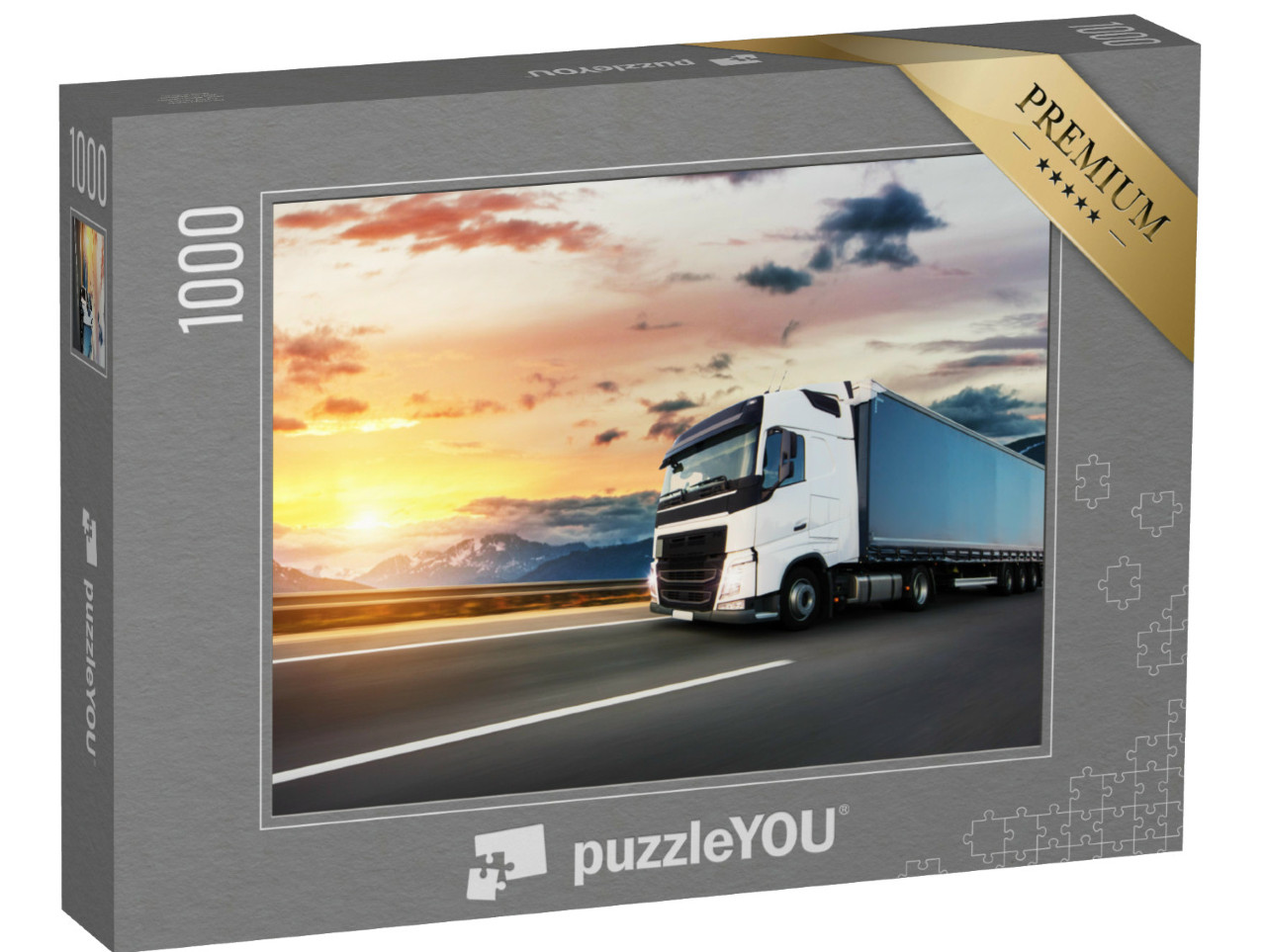 Puzzle 1000 Teile „Europäischer LKW auf der Autobahn“