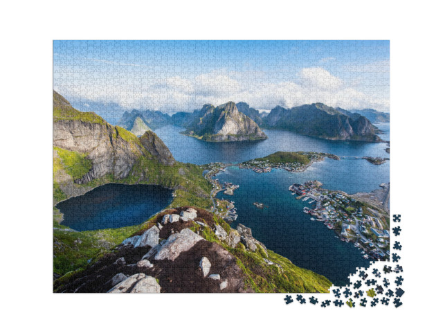 Puzzle 2000 Teile „Blick auf atemberaubende Berge der Lofoten, Norwegen“