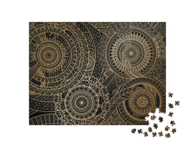 Puzzle 1000 Teile „Mandala-Bewegung in goldenen Linien“