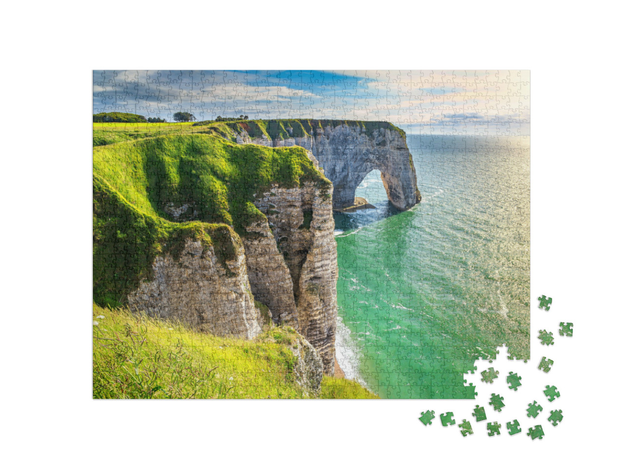 Puzzle 1000 Teile „Klippen von Etretat an der Küste, Normandie, Frankreich“